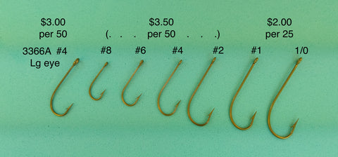 Mustad 3366 Sproat Hooks #6 to 1/0