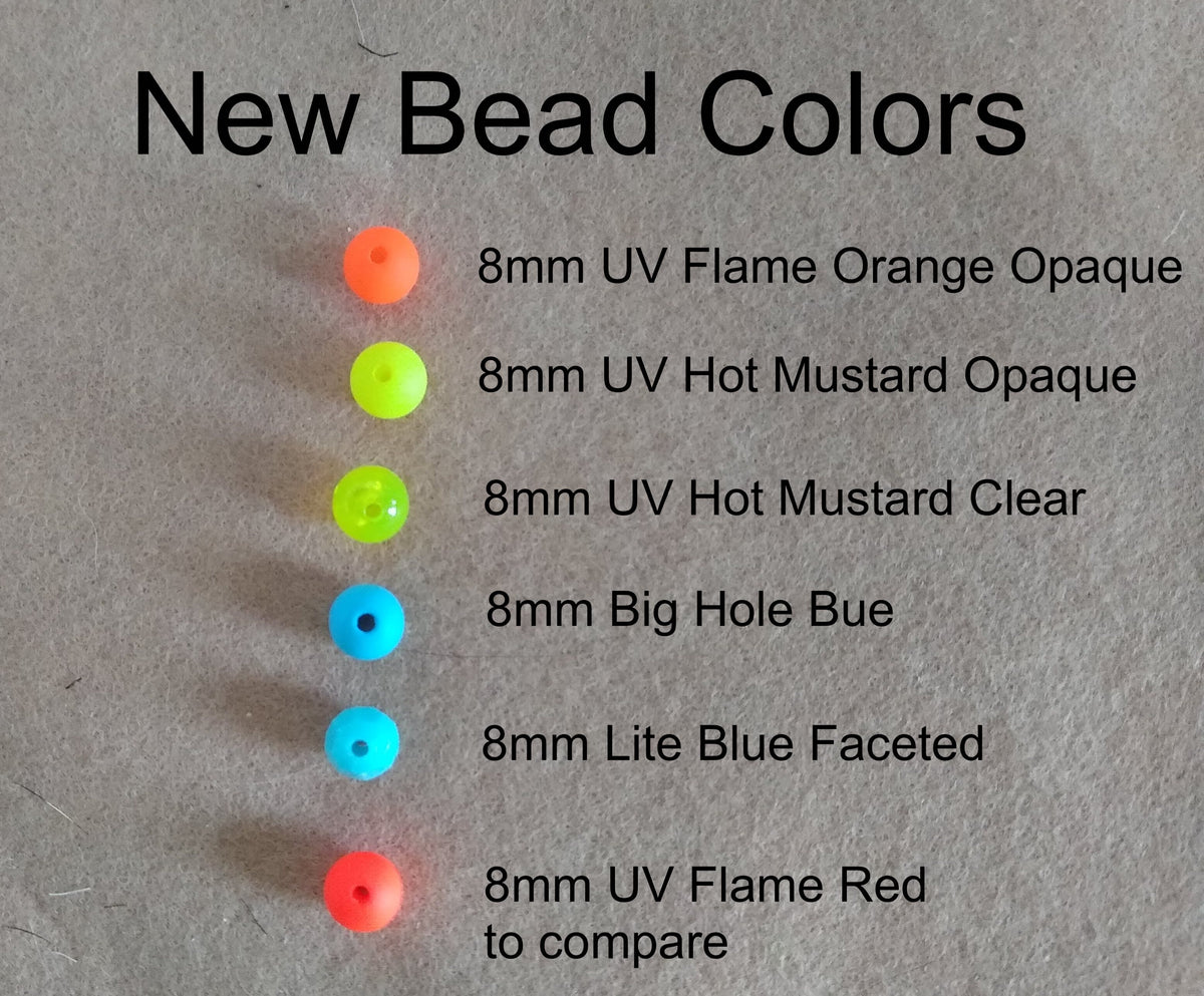 10mm & 8mm Beads: Glow, UV, Pearl, Clear, Semi Clear, Matte. Gloss