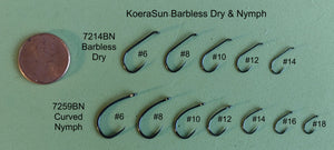 KoreaSun Barbless Dry and Curved Nymph / Emerger Hooks