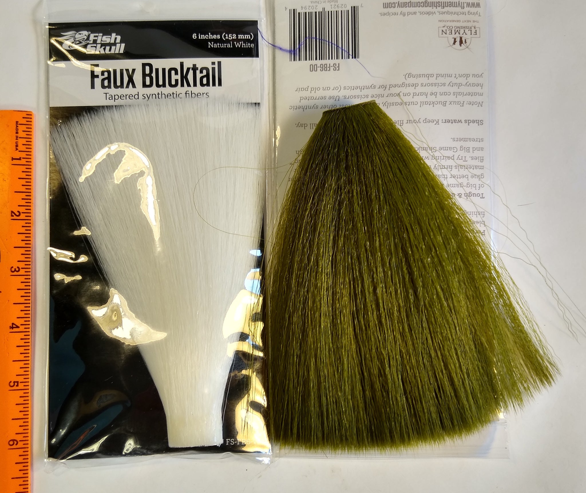 Faux Bucktail, White or Olive
