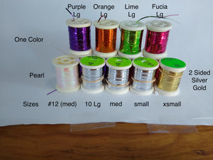 Spooled: Color Tinsels, 2 side Gold-Silver, Peacock-Orange, Copper-Blue, Wire