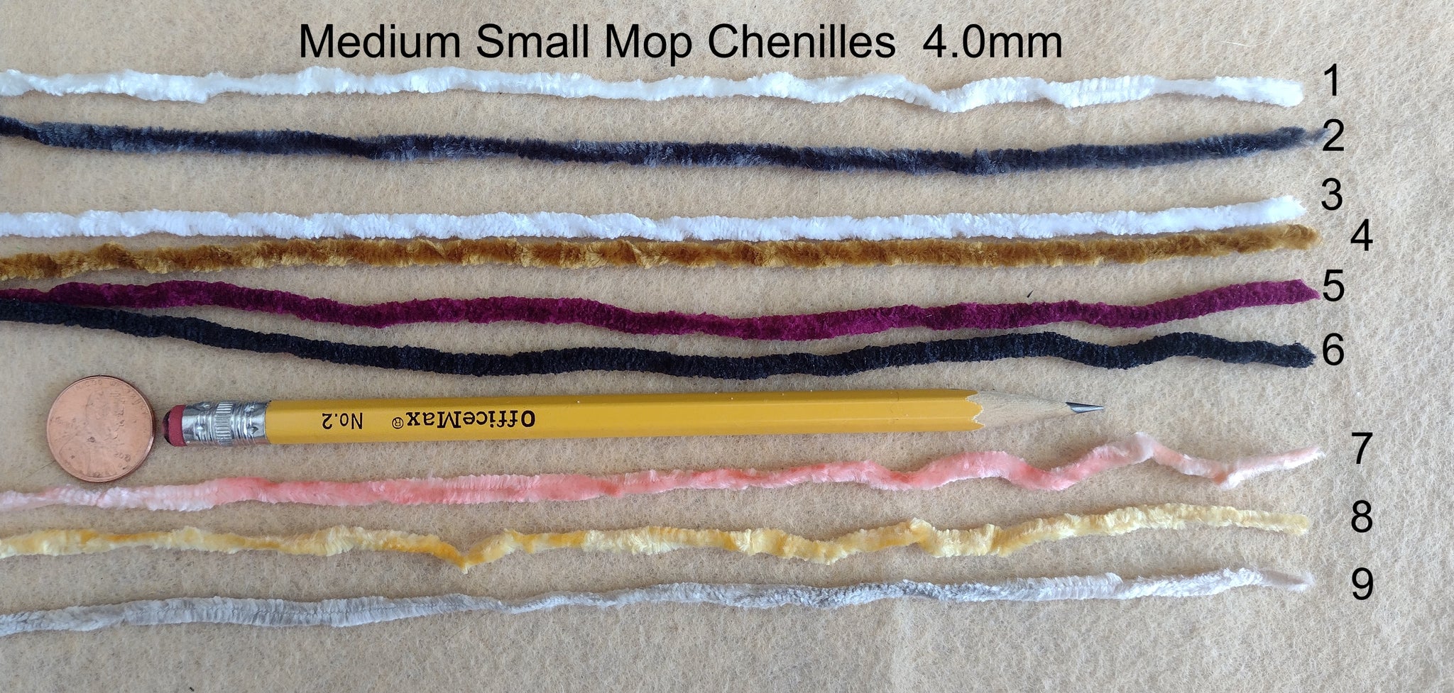 9 colors Med Small Mop Chenille  4.0mm