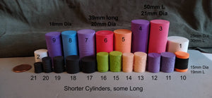 Foam Cylinders various sizes and colors
